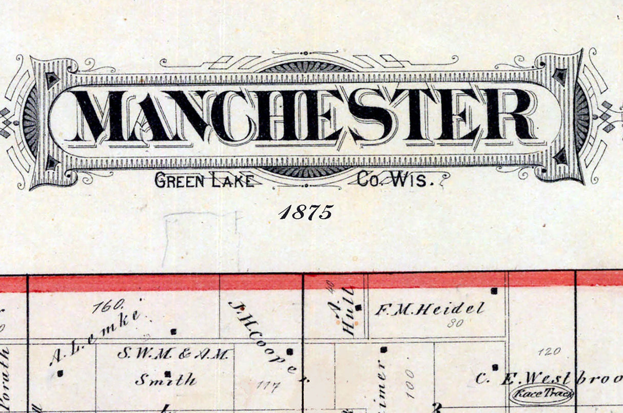 1875 Map of Manchester Township Green Lake County Wisconsin