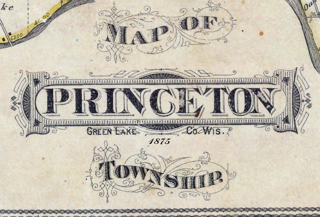 1875 Map of Princeton Township Green Lake County Wisconsin