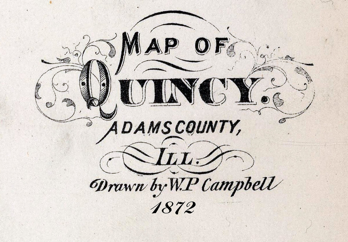 1872 Town Map of Quincy Adams County Illinois