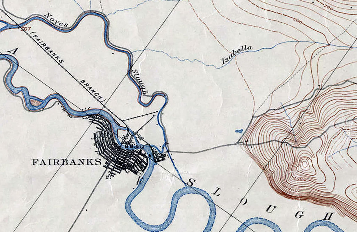 1908 Map of Fairbanks Alaska and Environs
