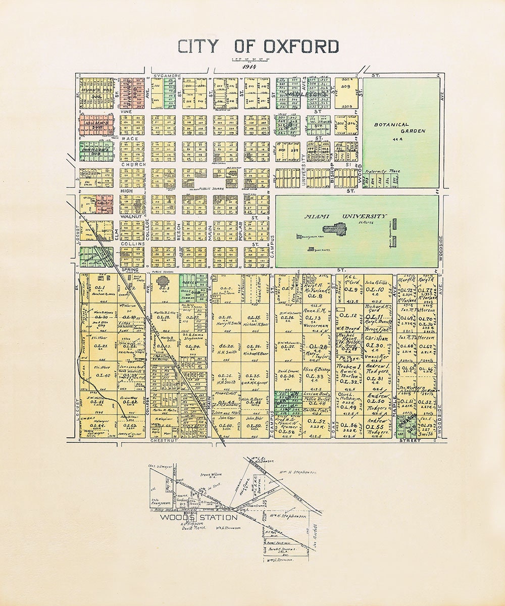 1914 City Map of Oxford Butler County Ohio