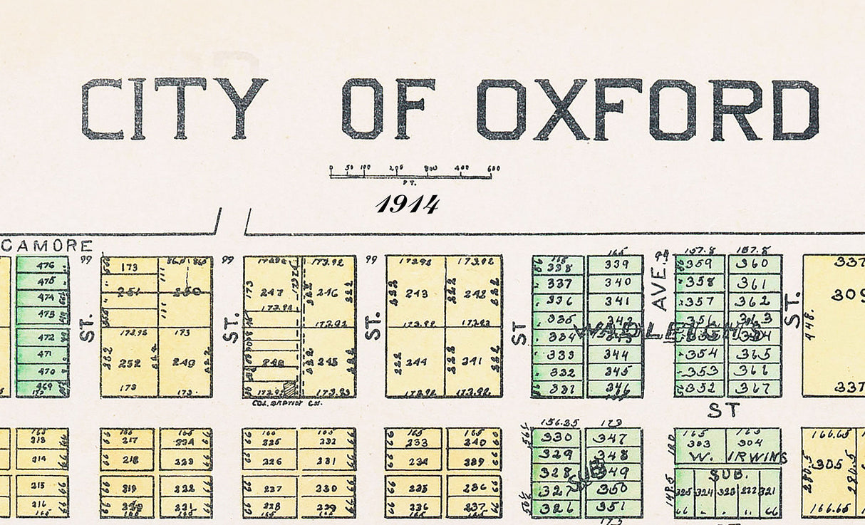 1914 City Map of Oxford Butler County Ohio