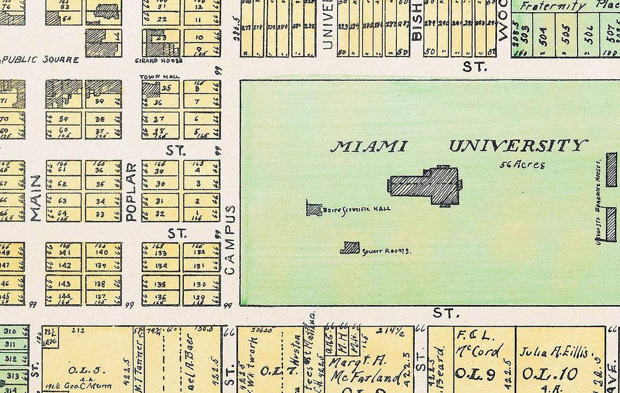 1914 City Map of Oxford Butler County Ohio