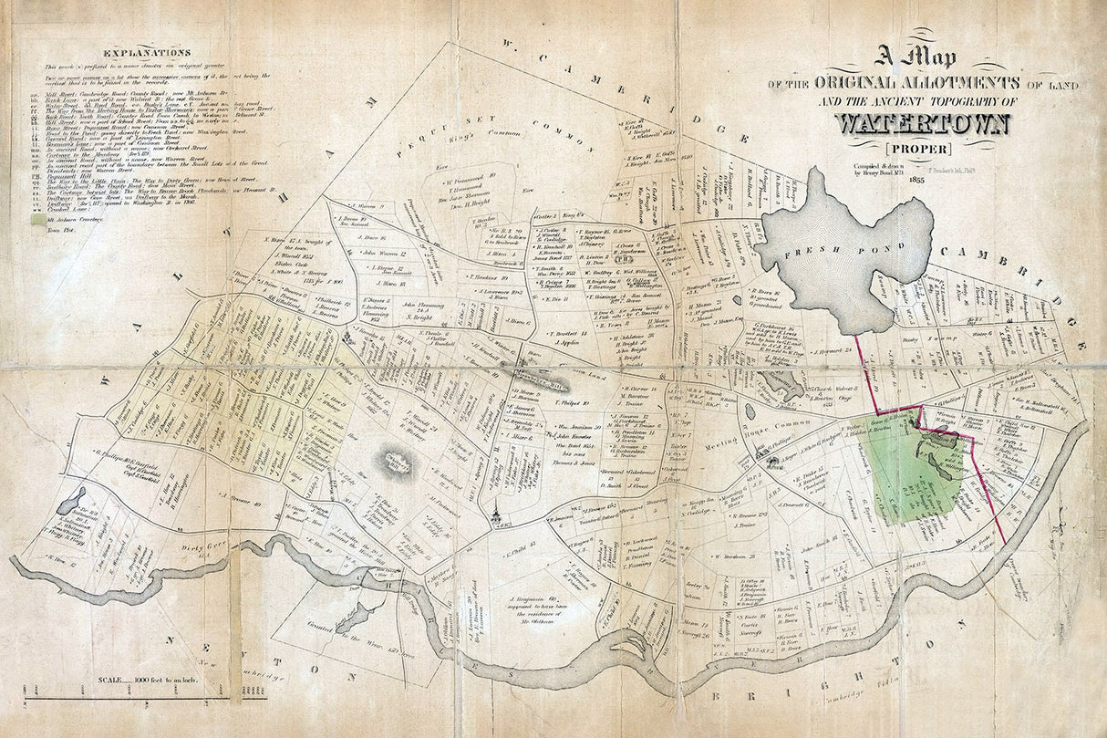 1855 Map of Watertown Massachusetts