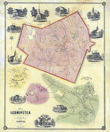 1858 Map of Leominster Worcester County Massachusetts