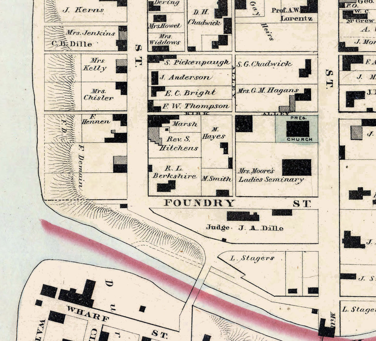 1877 Map of Morgantown West Virginia