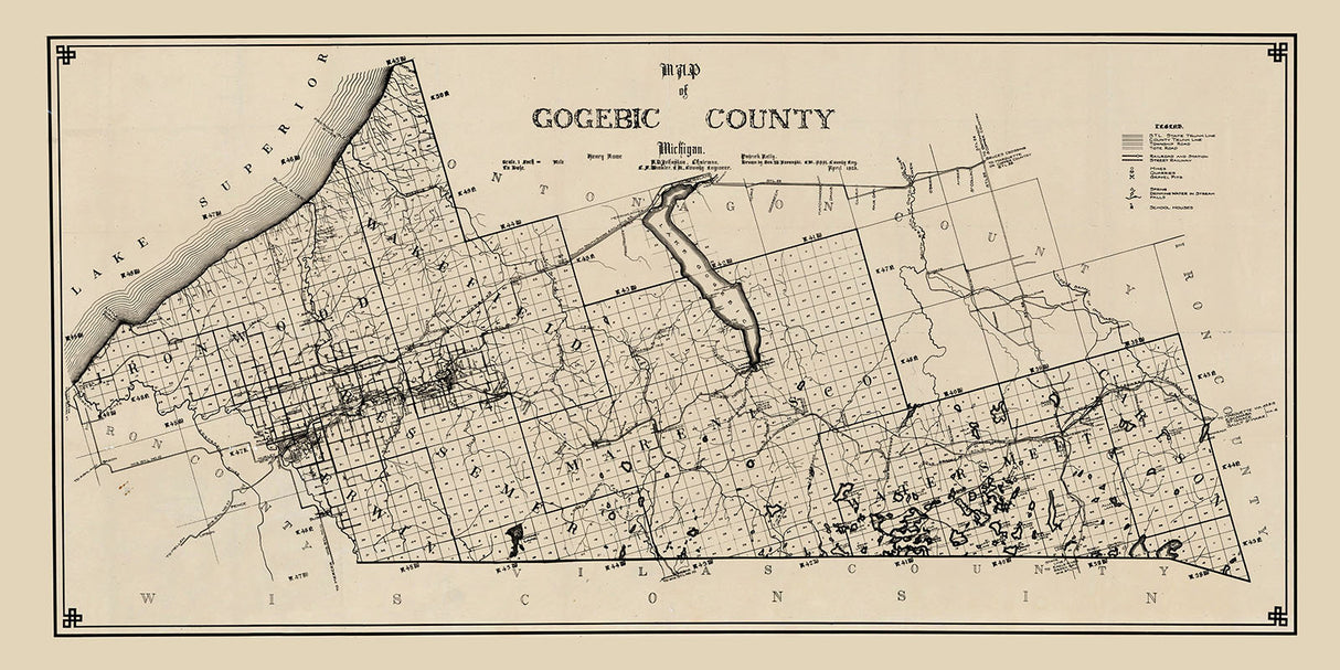 1923 Map of Gogebic County Michigan