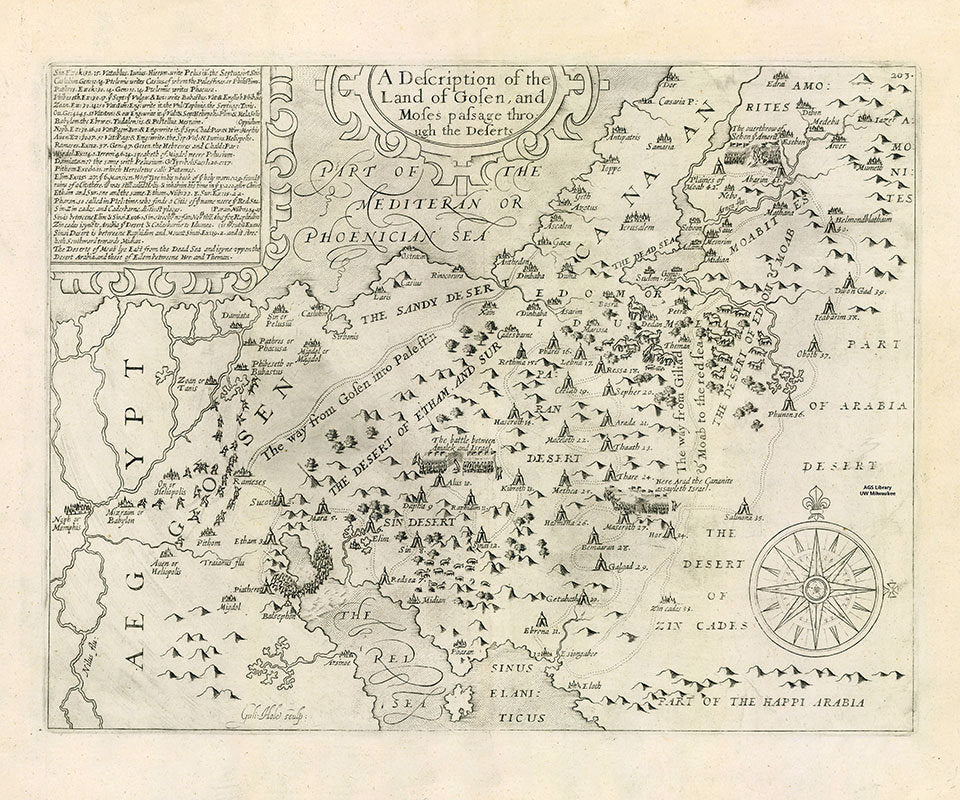 1624 Map of the Land of Gosen and Moses Passage Holylands