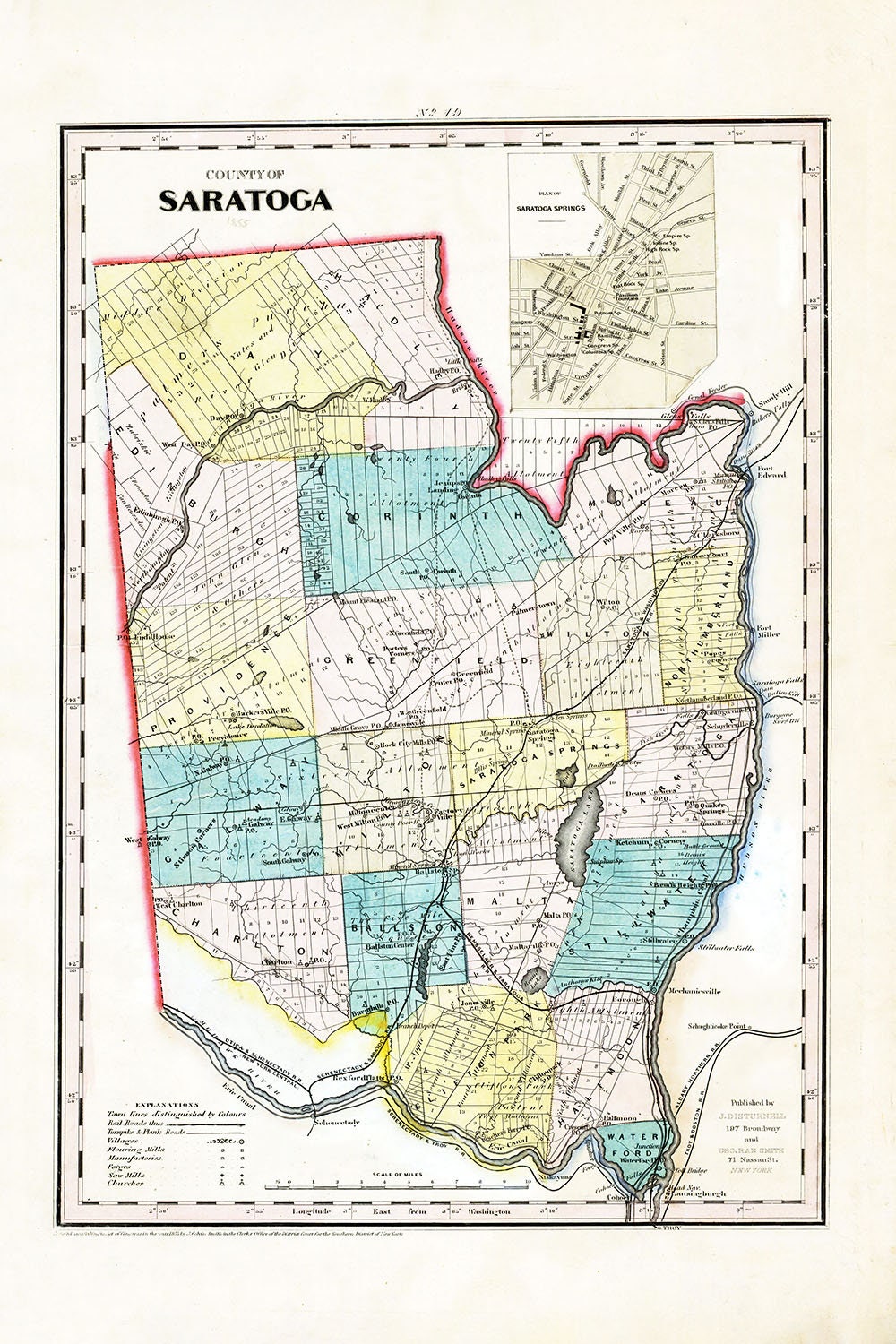 1855 Map of Saratoga County New York