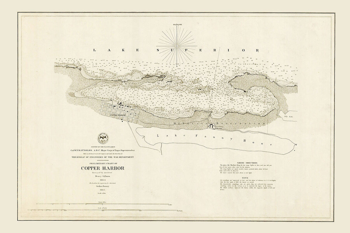 1865 Nautical Chart of Copper Harbor Lake Superior