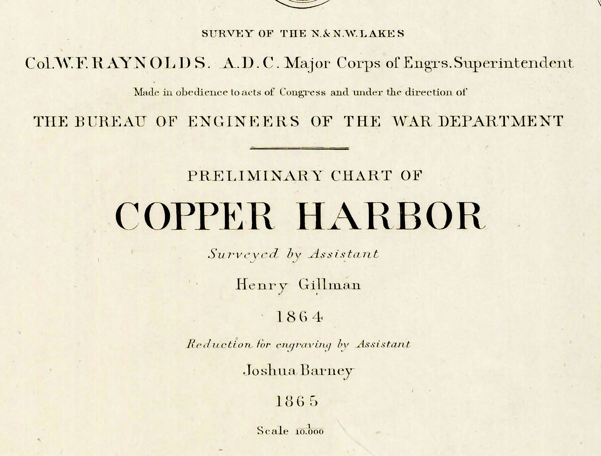 1865 Nautical Chart of Copper Harbor Lake Superior