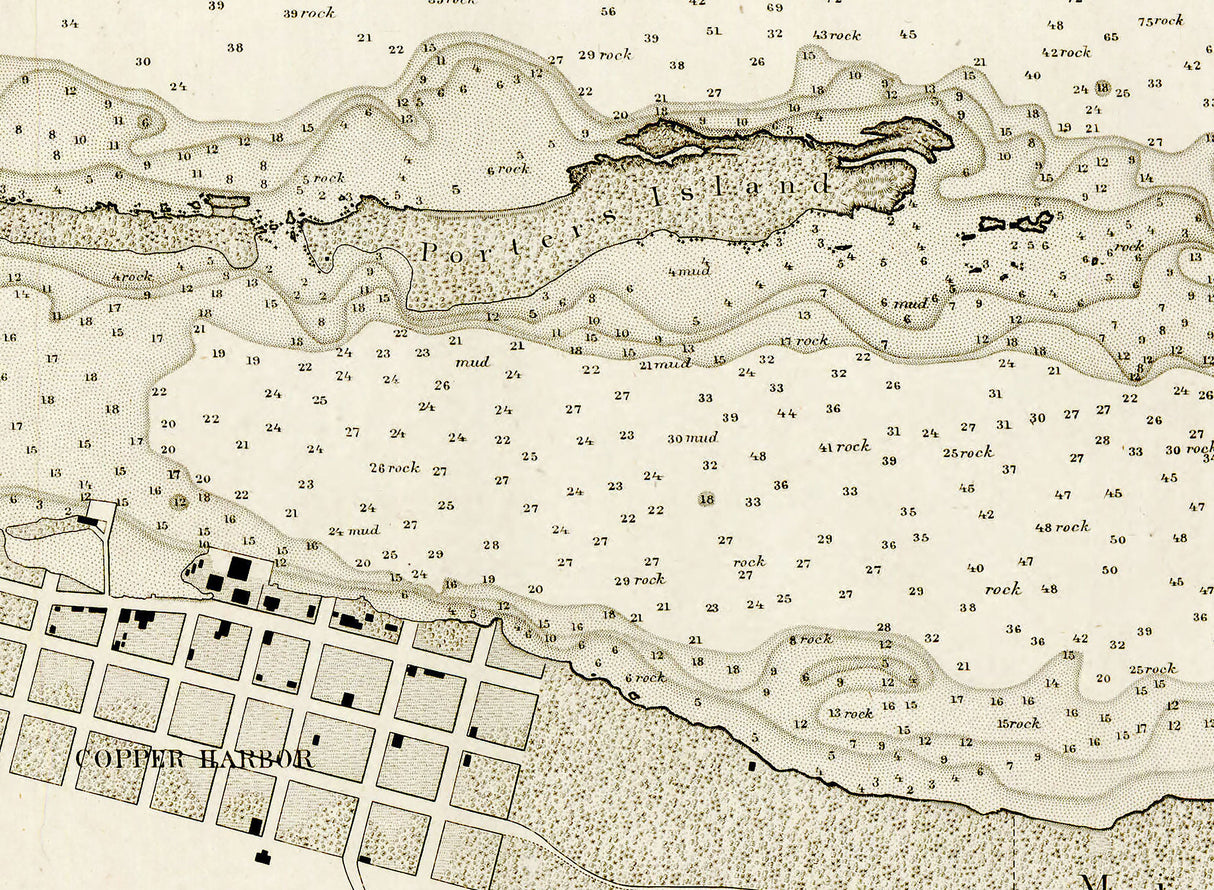 1865 Nautical Chart of Copper Harbor Lake Superior