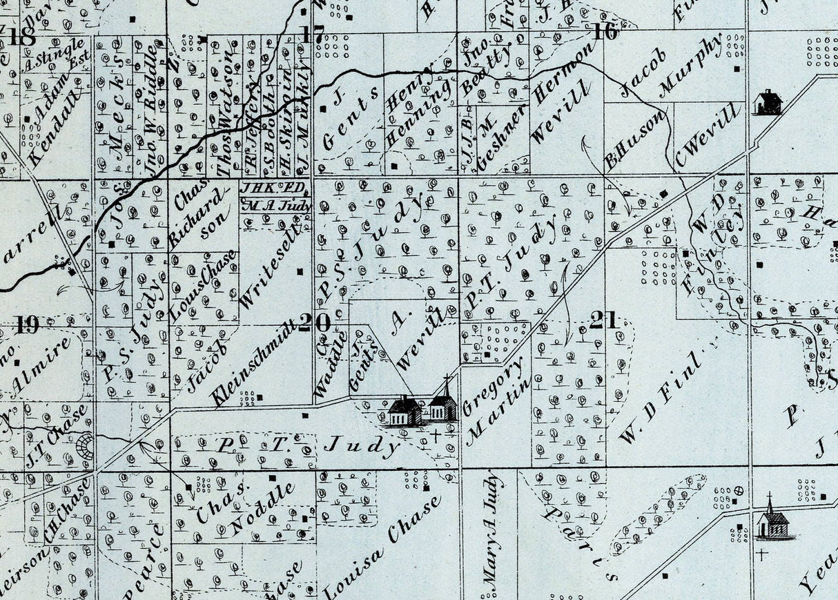 1872 Map of Gilmer Township Adams County Illinois