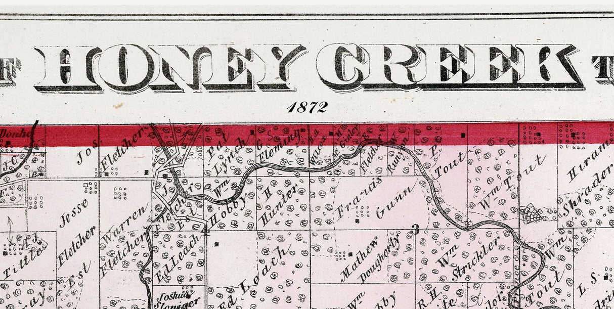 1872 Map of Honey Creek Township Adams County Illinois
