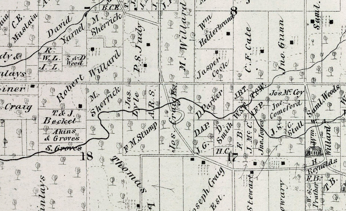 1872 Map of Houston Township Adams County Illinois
