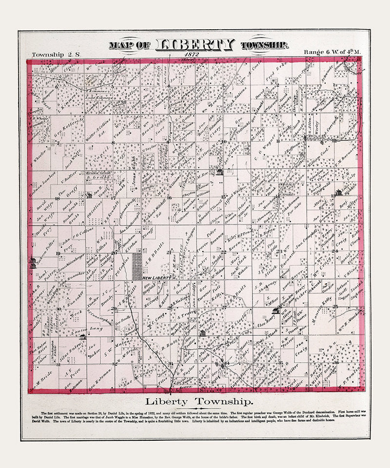 1872 Map of Liberty Township Adams County Illinois