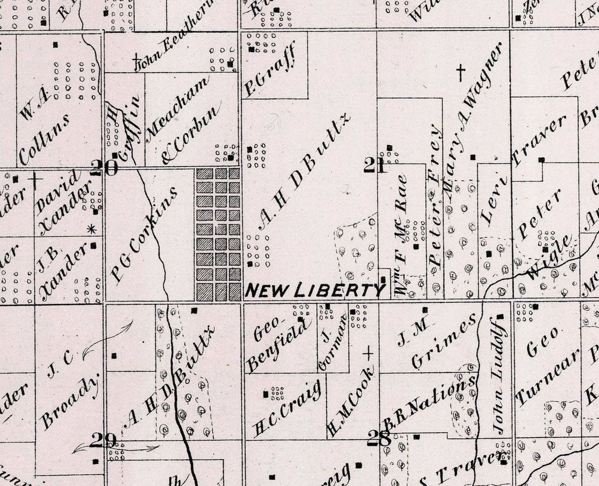 1872 Map of Liberty Township Adams County Illinois