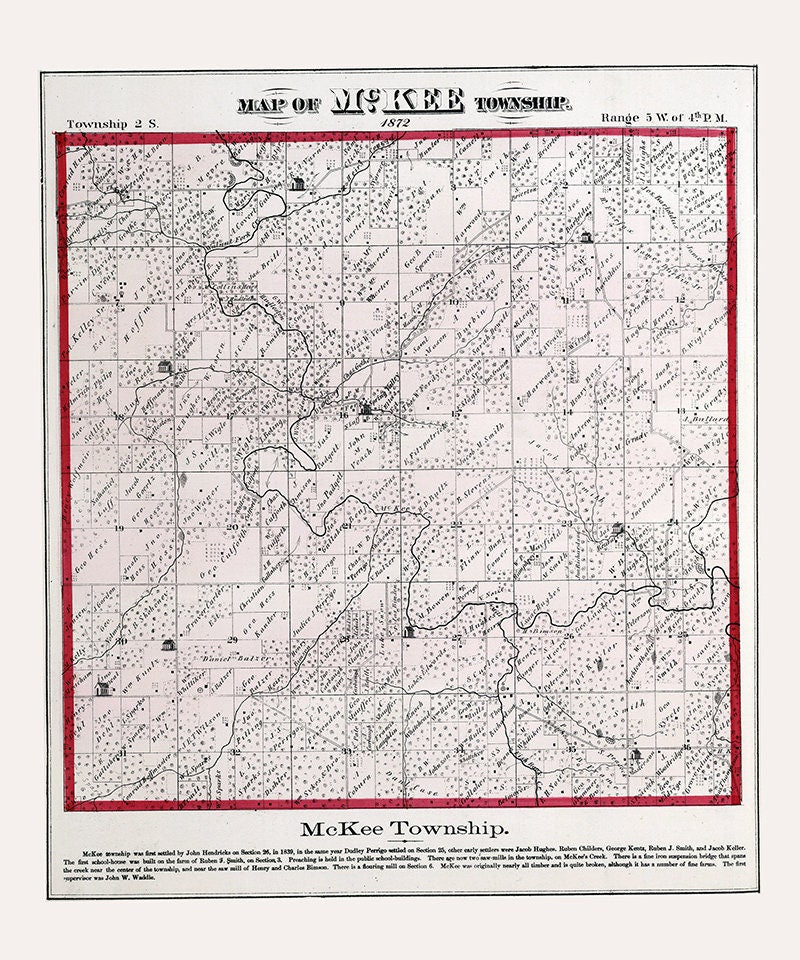1872 Map of McKee Township Adams County Illinois
