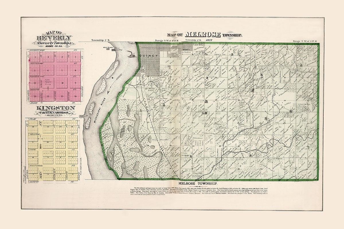 1872 Map of Melrose Township Adams County Illinois