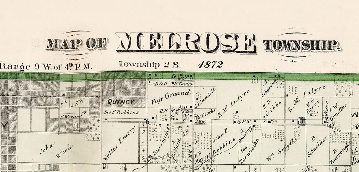 1872 Map of Melrose Township Adams County Illinois