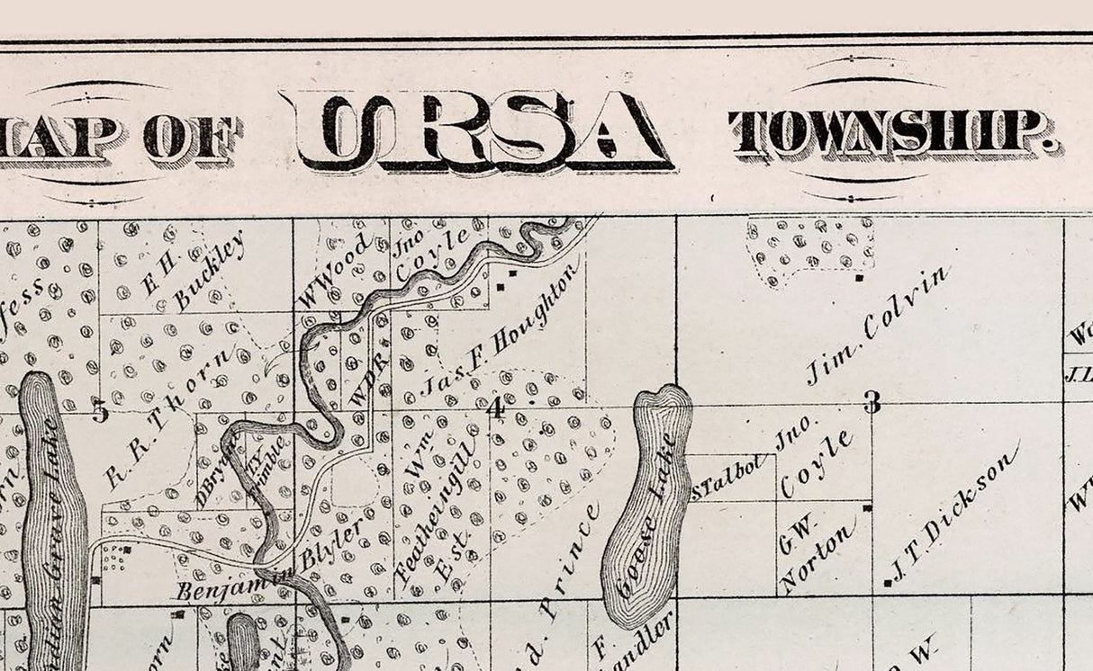 1872 Map of Ursa and Mendon Township Adams County Illinois