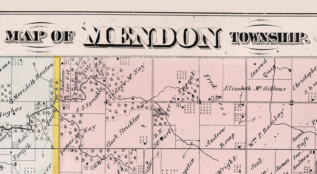 1872 Map of Ursa and Mendon Township Adams County Illinois