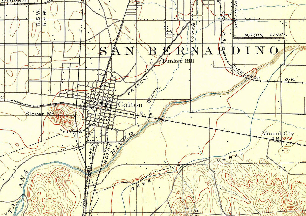 1901 Topo Map of San Bernardino California