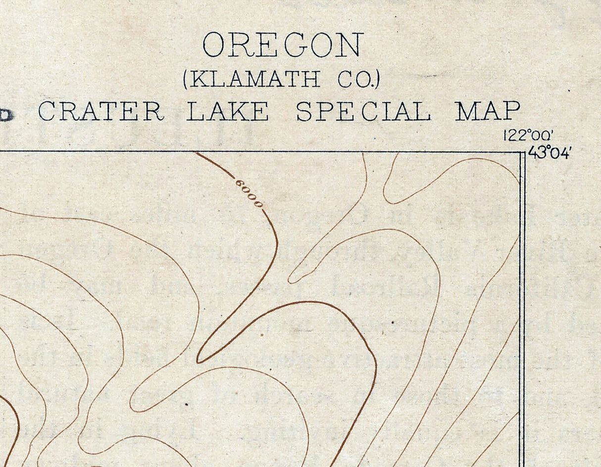 1896 Map of Crater Lake Oregon