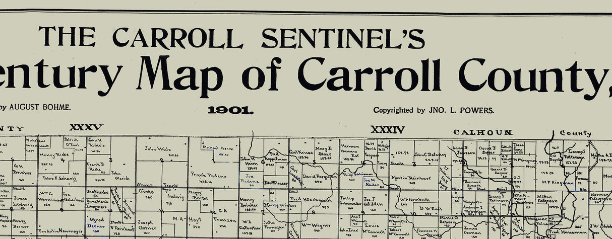 1901 Map of Carroll County Iowa