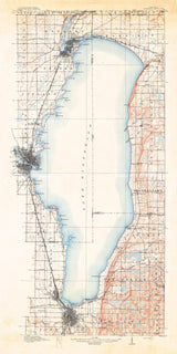 1911 Map of Lake Winnebago Wisconsin