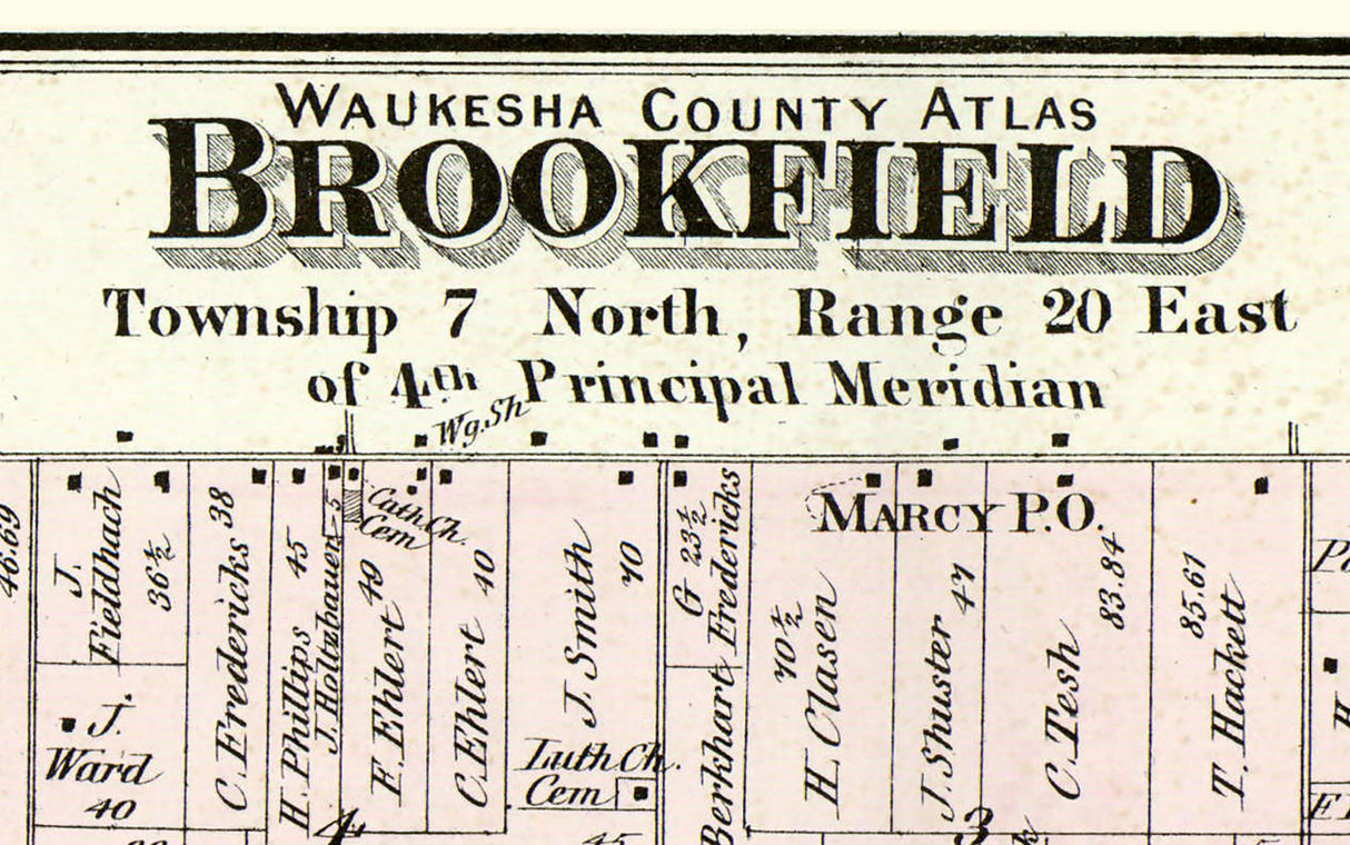 1873 Map of Brookfield Township Waukesha County Wisconsin