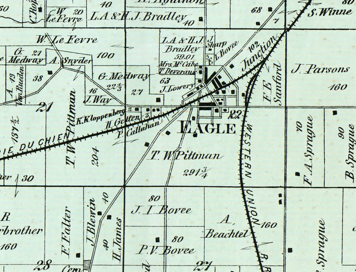 1873 Map of Eagle Township Waukesha County Wisconsin
