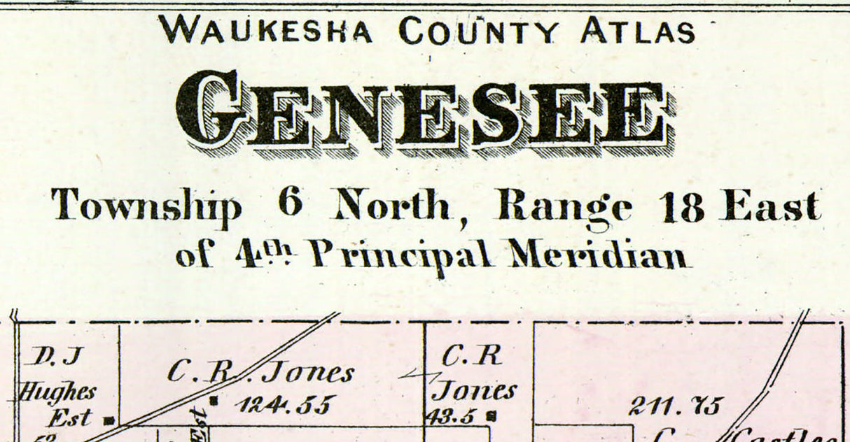 1873 Map of Genesee Township Waukesha County Wisconsin