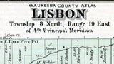 1873 Map of Lisbon Township Waukesha County Wisconsin