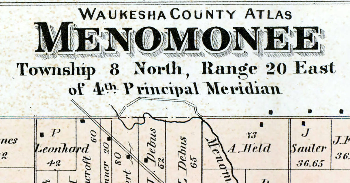 1873 Map of Menomonee Township Waukesha County Wisconsin
