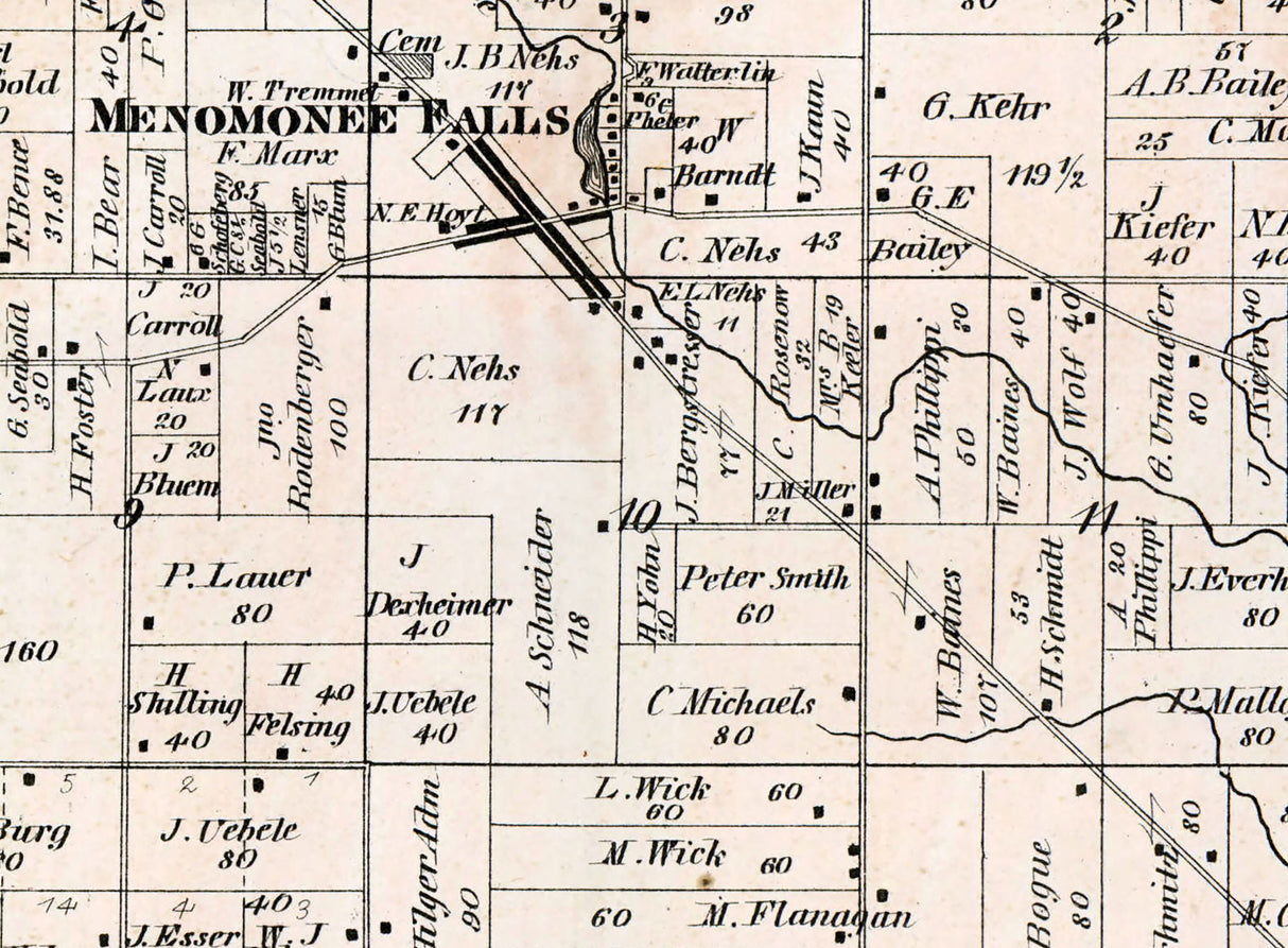 1873 Map of Menomonee Township Waukesha County Wisconsin