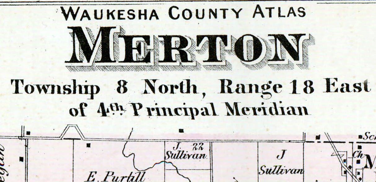 1873 Map of Merton Township Waukesha County Wisconsin