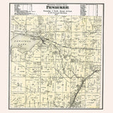 1873 Map of Pewaukee Township Waukesha County Wisconsin