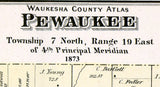 1873 Map of Pewaukee Township Waukesha County Wisconsin