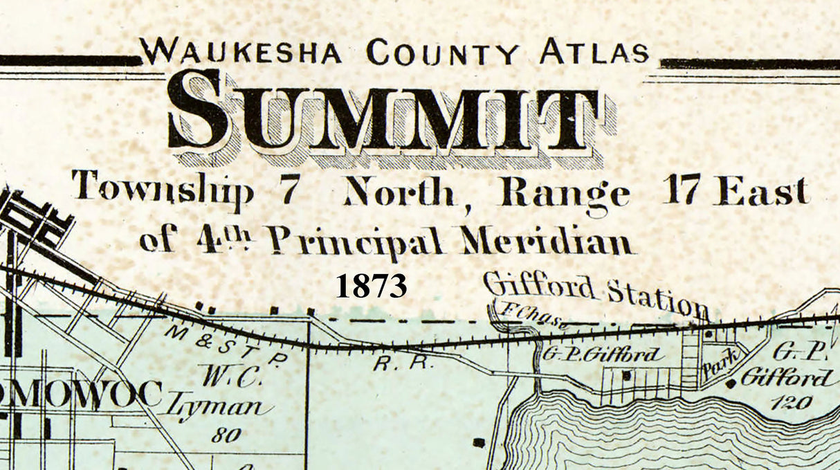1873 Map of Summit Township Waukesha County Wisconsin