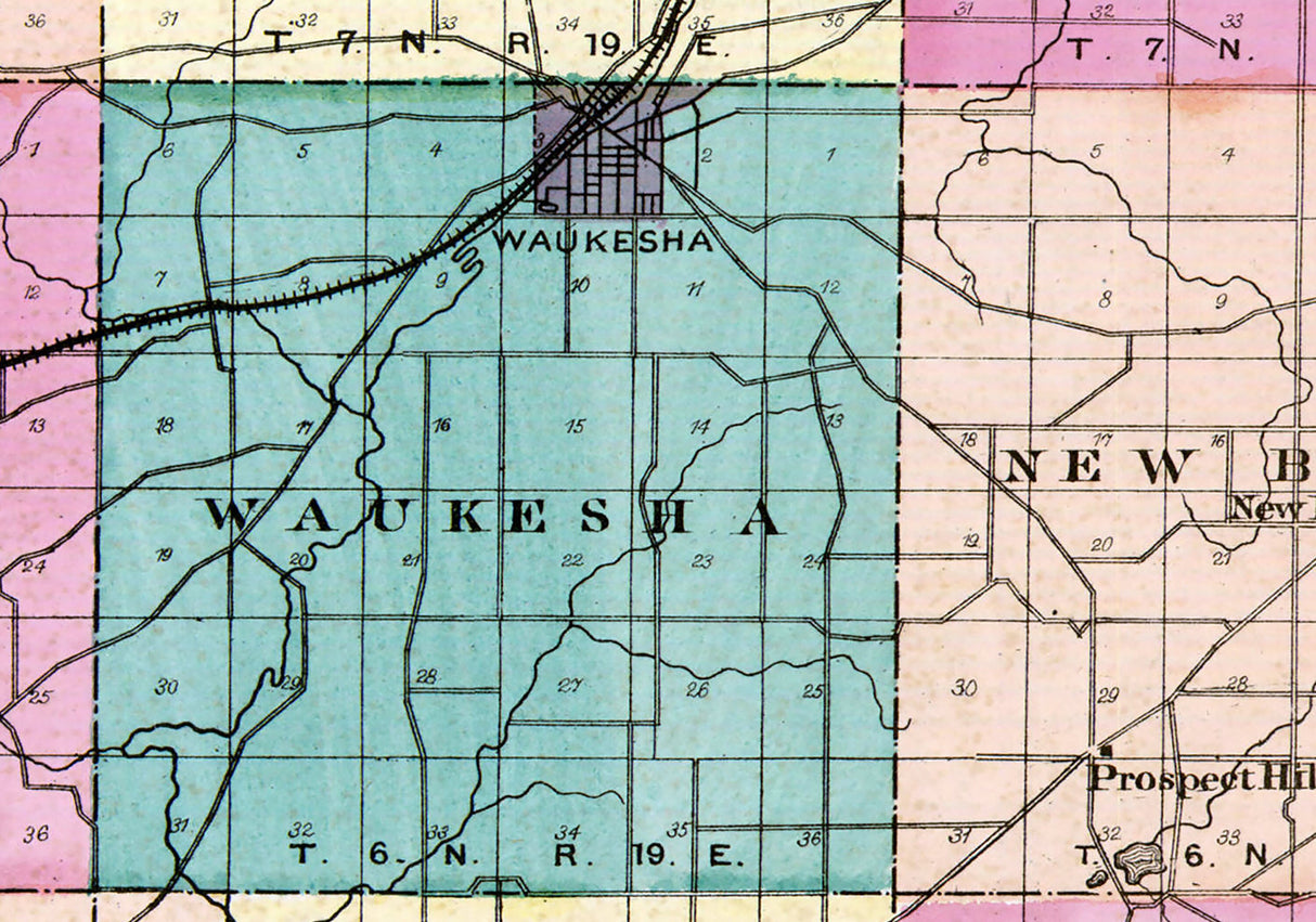1873 Map of Waukesha County Wisconsin