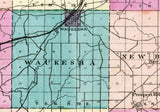 1873 Map of Waukesha County Wisconsin