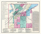 1873 Town Map of Waukesha Waukesha County Wisconsin