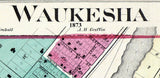 1873 Town Map of Waukesha Waukesha County Wisconsin