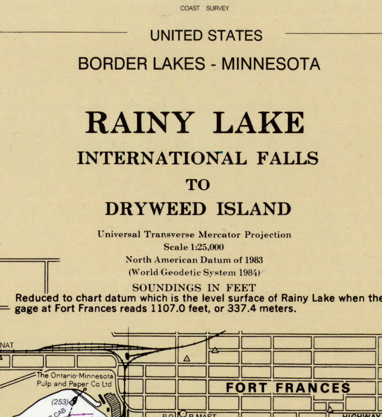 1998 Nautical Map of Border Lakes Minnesota Rainy Lake