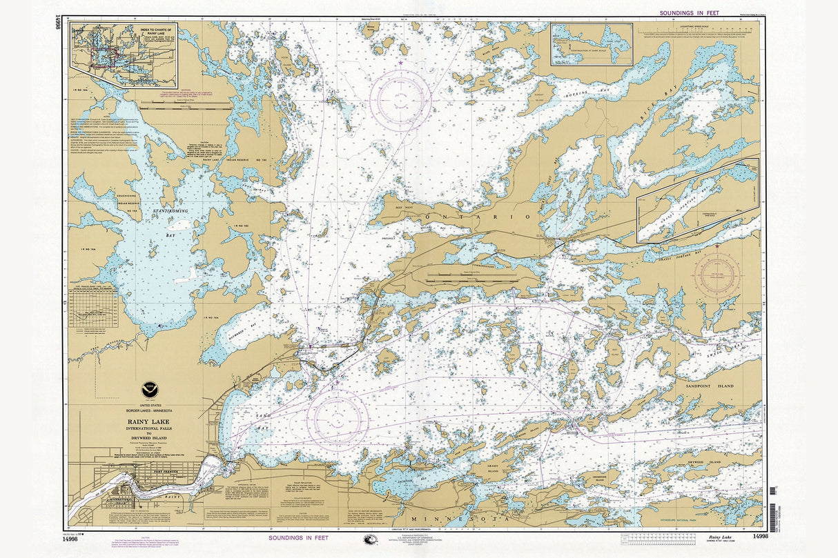 1998 Nautical Map of Border Lakes Minnesota Rainy Lake