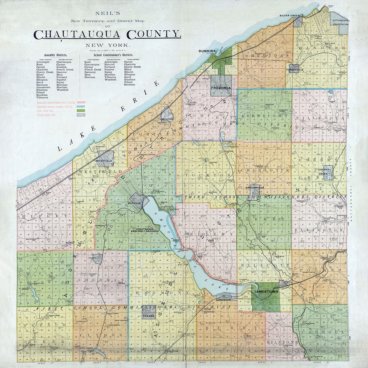 1889 Map of Chautauqua County New York