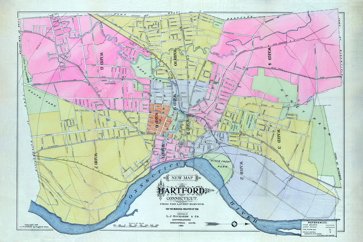 1899 Map of Hartford Connecticut