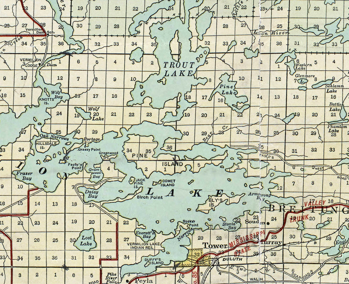 1921 Map of Saint Louis County Minnesota