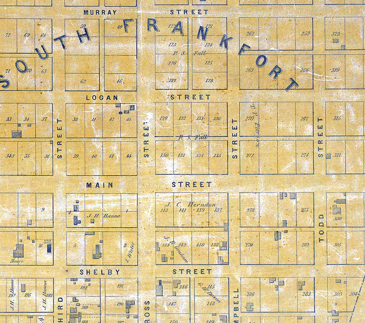 1854 Map of Frankfort Franklin County Kentucky